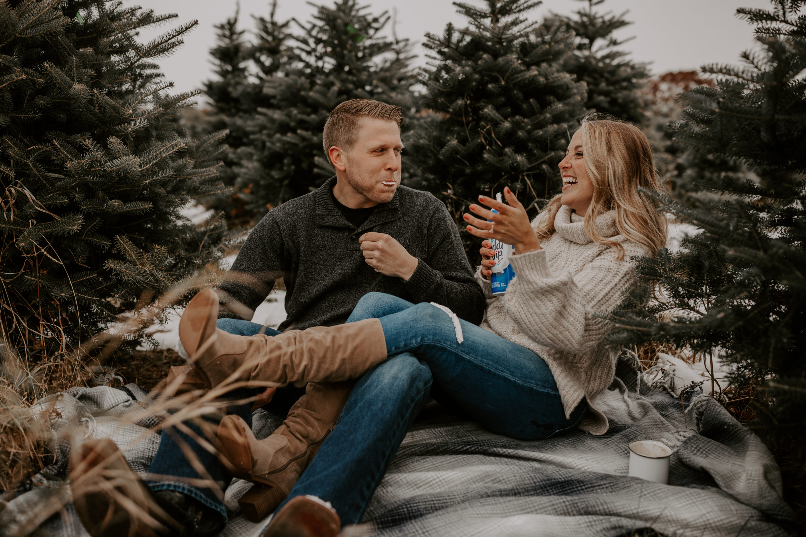 Winter Engagement Session at the Tree Farm with Rachel & Mitchell