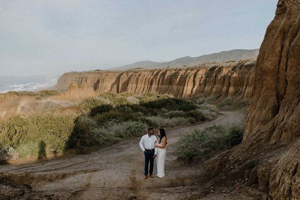 Bride and Groom at the San Onofre Bluffs for their elopement