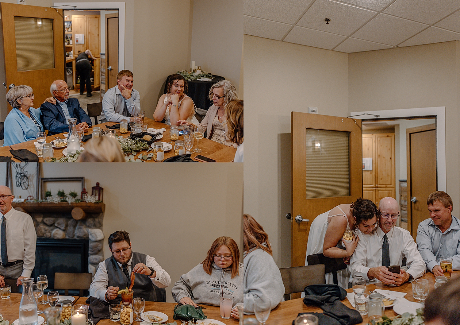 man and woman mingle with guests by Minnesota elopement photographer
