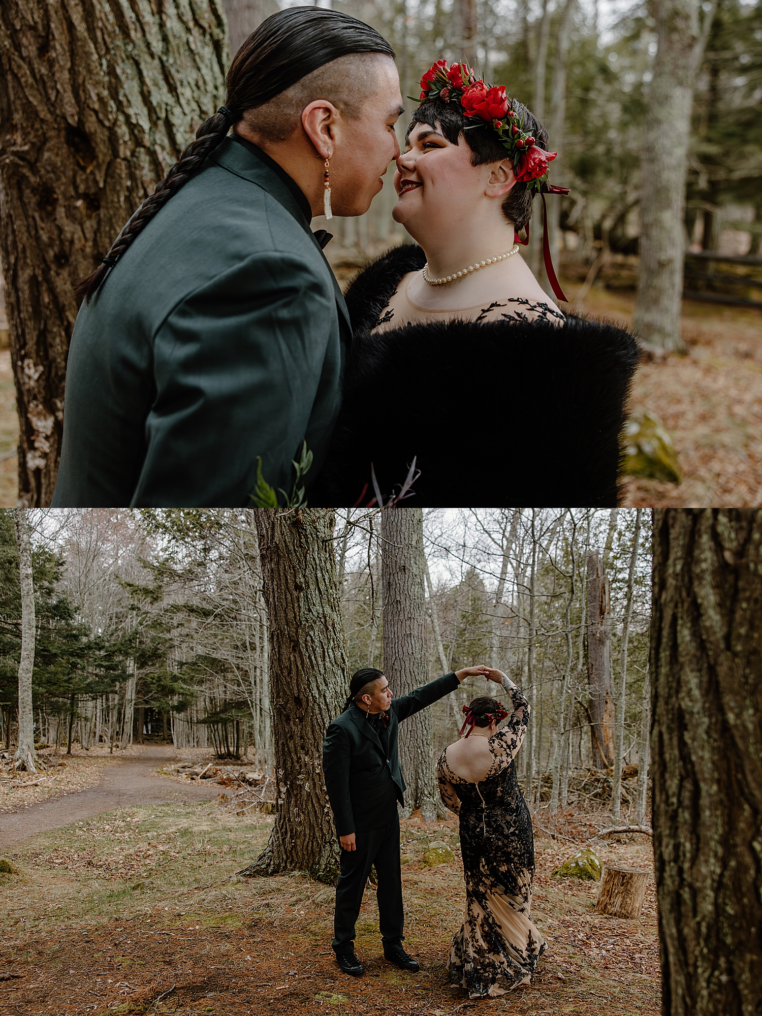 man spins his new wife in forest by Samantha Burke Photography