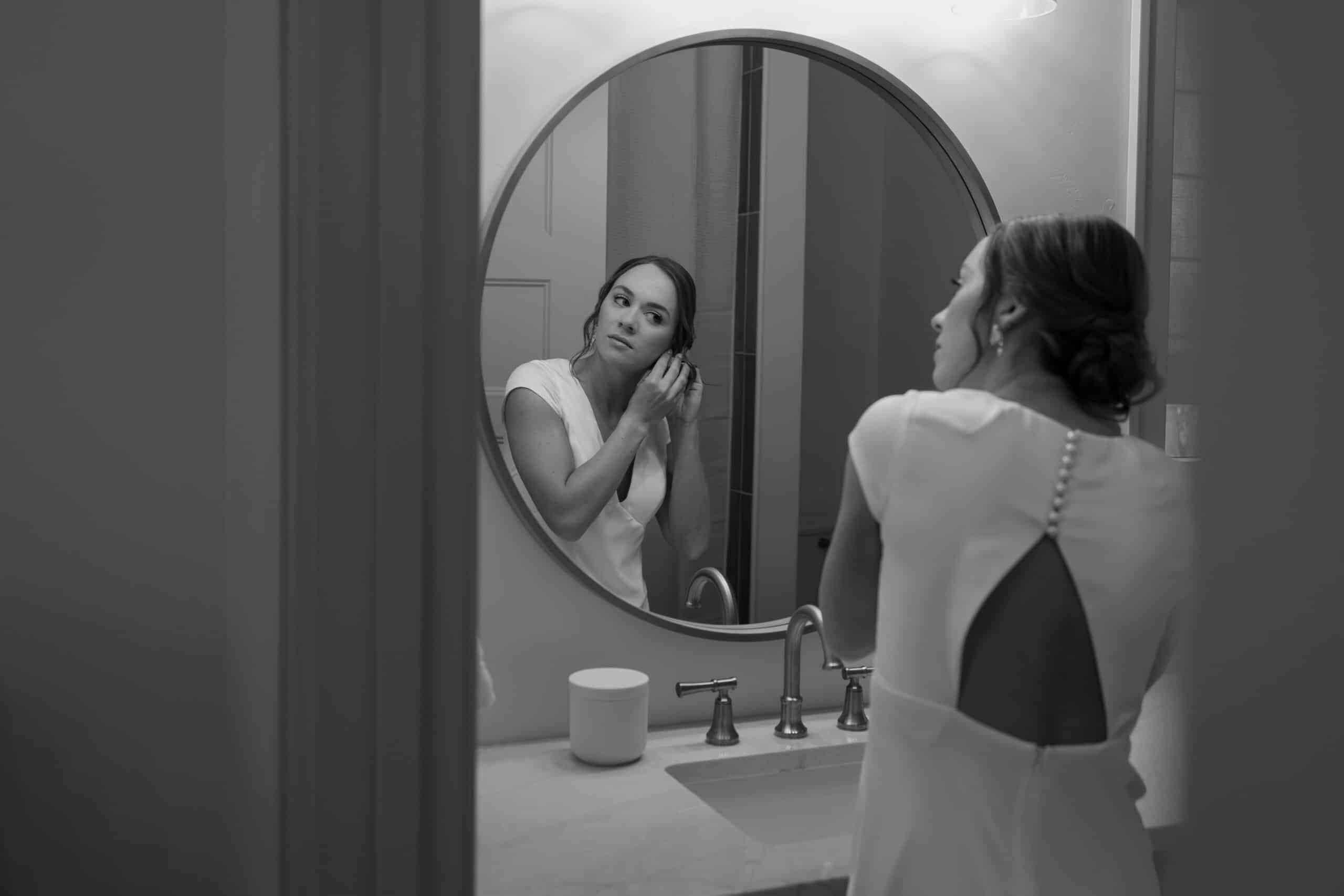 Bride getting ready for her Door County WI elopement